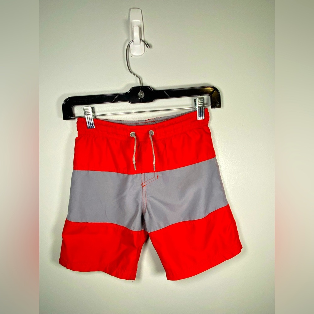 Cat & Jack kids swimming shorts in Red and Gray.